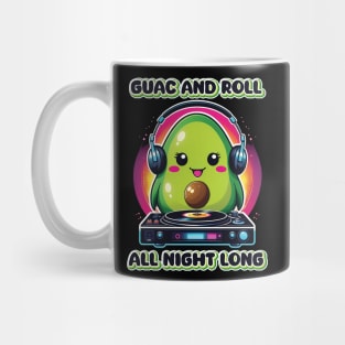 Guac and Roll All Night Long - Kawaii Avocado DJ Mug